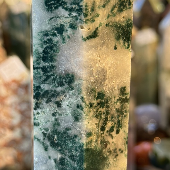 Moss Agate Crystal Tower With Druzy! - Picture 8 of 13